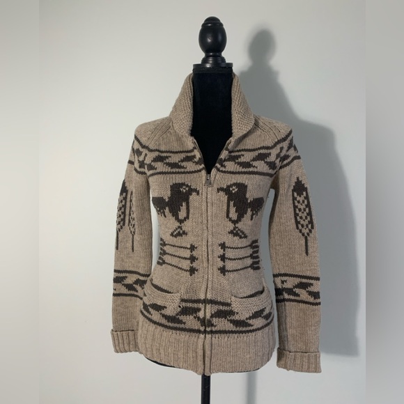 TNA 100% Lambswool Sea to Sky Cowichan Zip Up Sweater Women’s Small - Picture 2 of 10